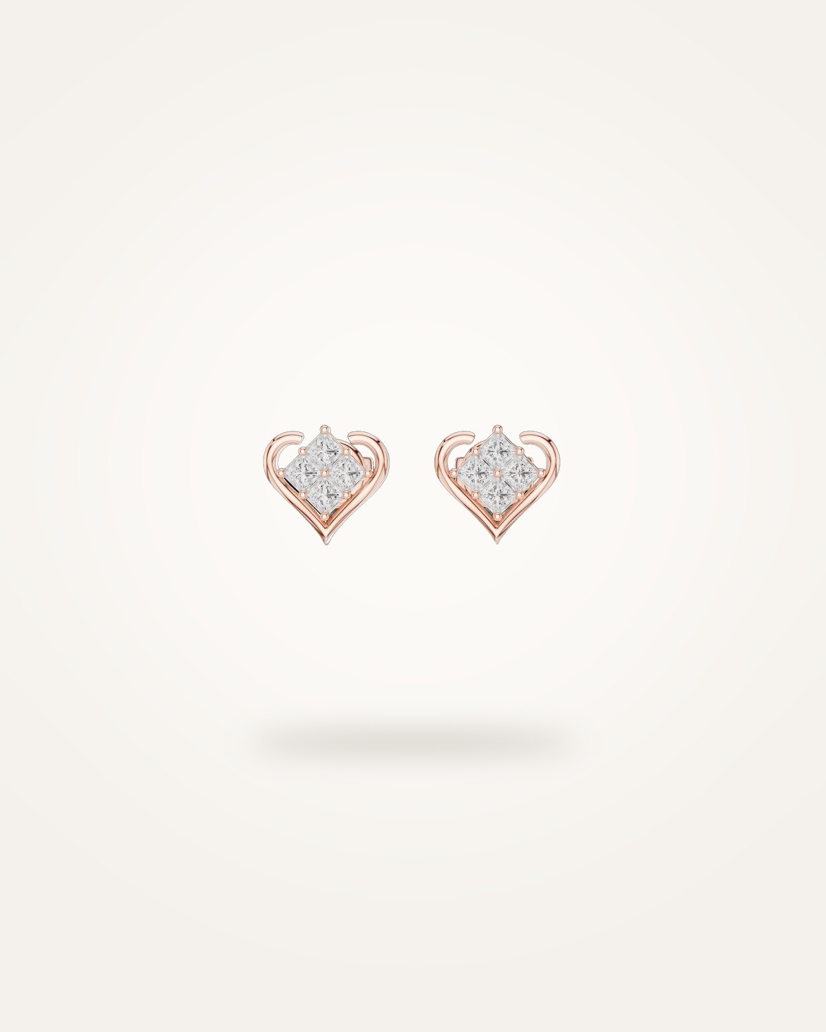 Heart diamond stud earrings