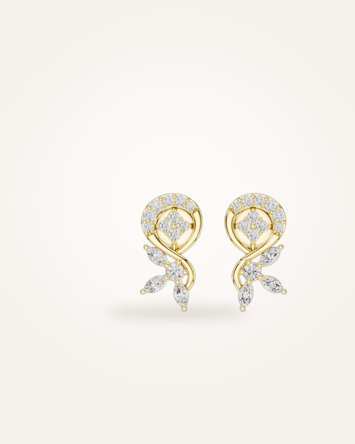 Floral diamond vine earrings
