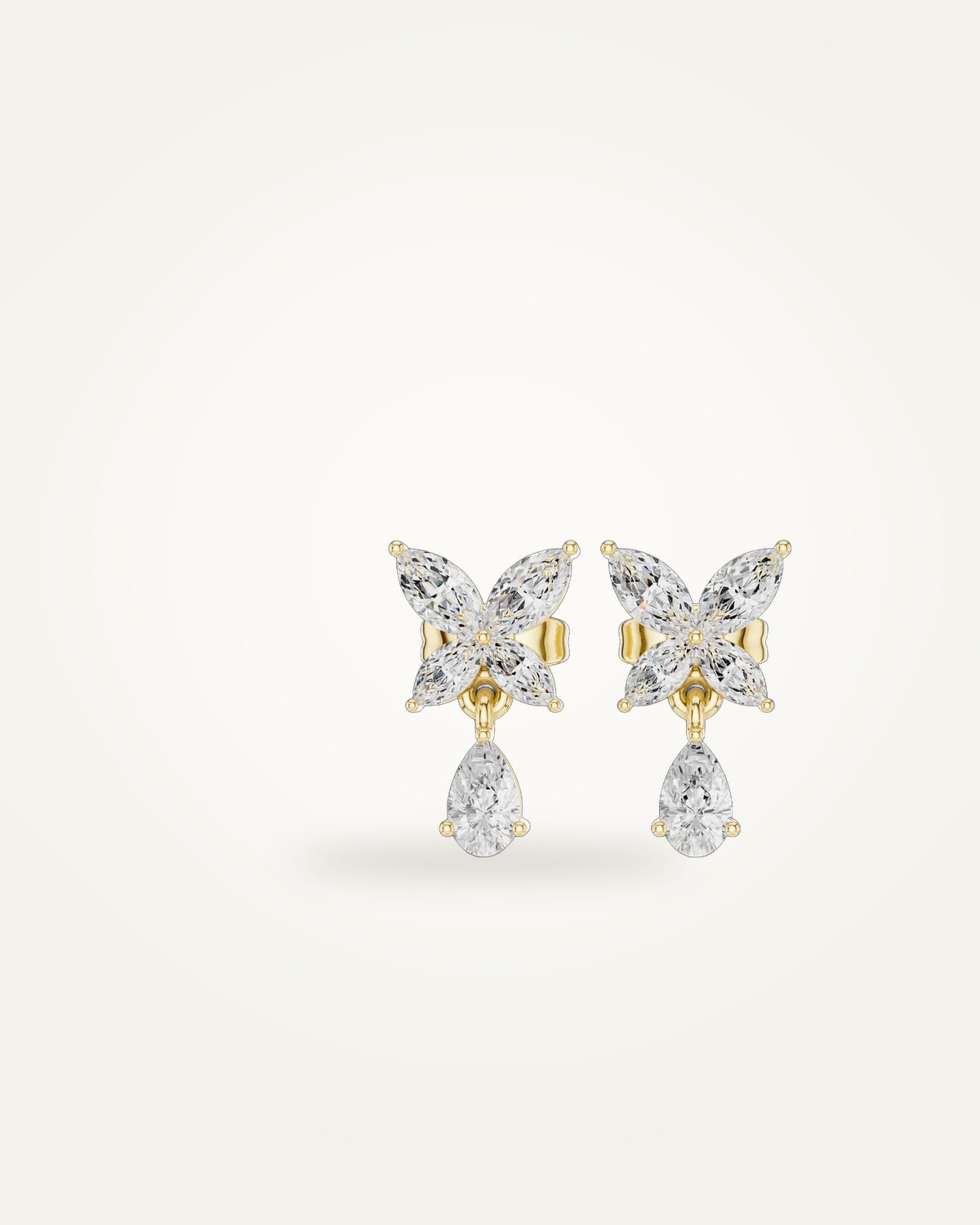 Butterfly diamond drop earrings