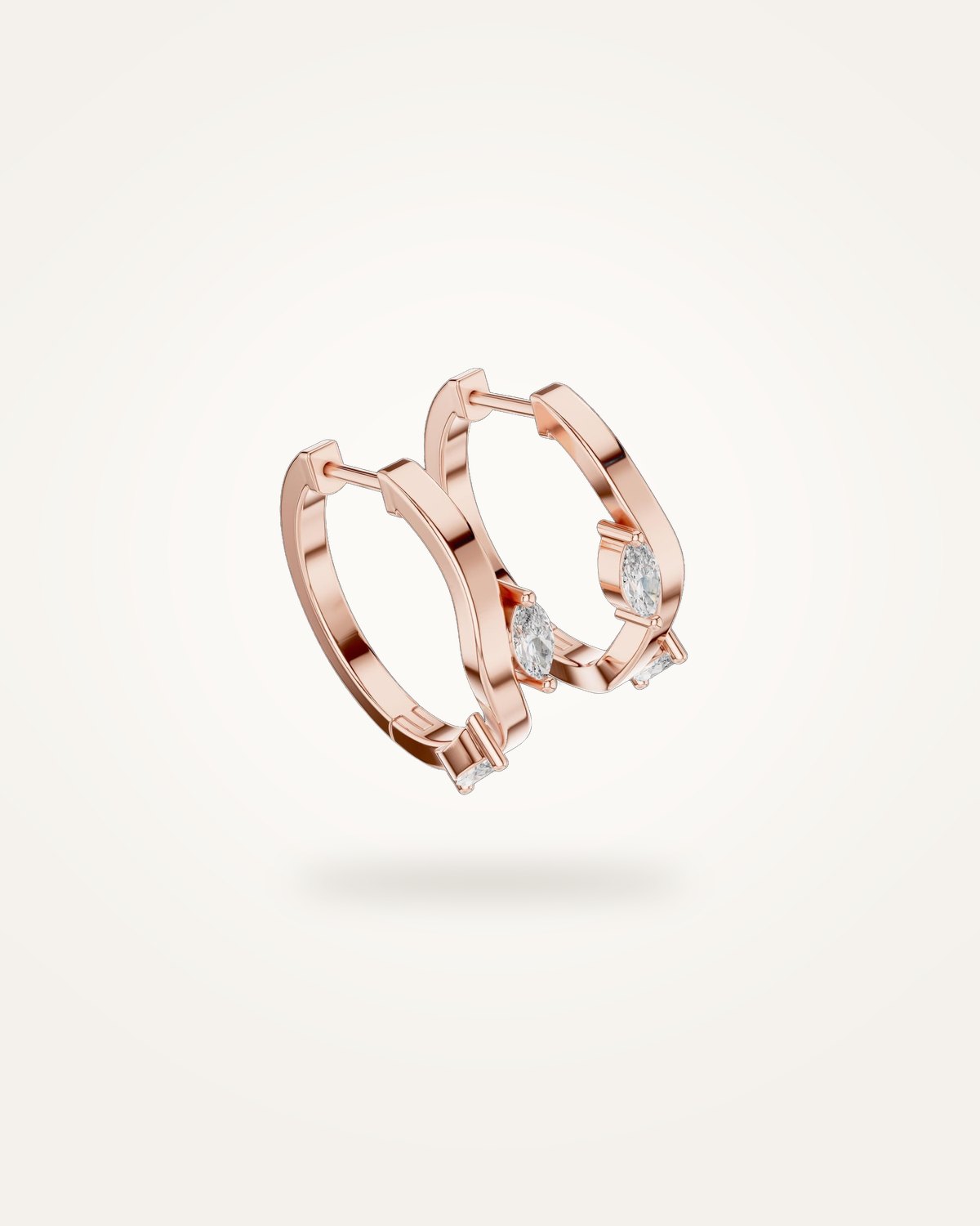 Curved wave diamond huggie earrings