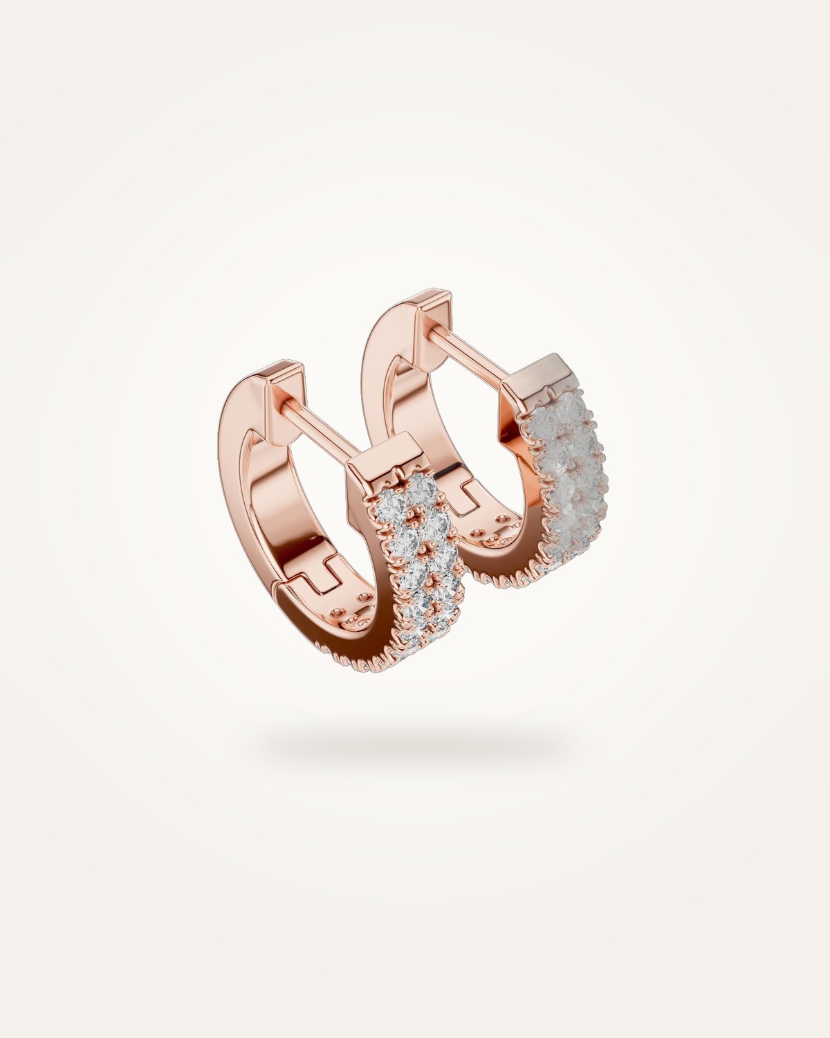 Double row diamond huggie earrings