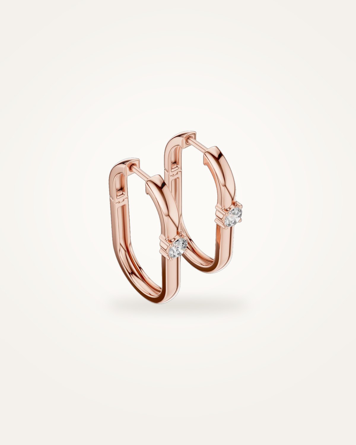 Oblong diamond huggie hoop earrings