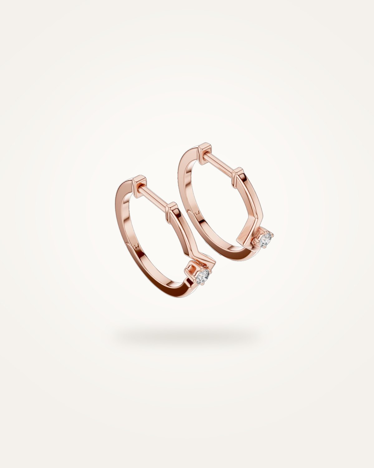 Chevron diamond huggie earrings