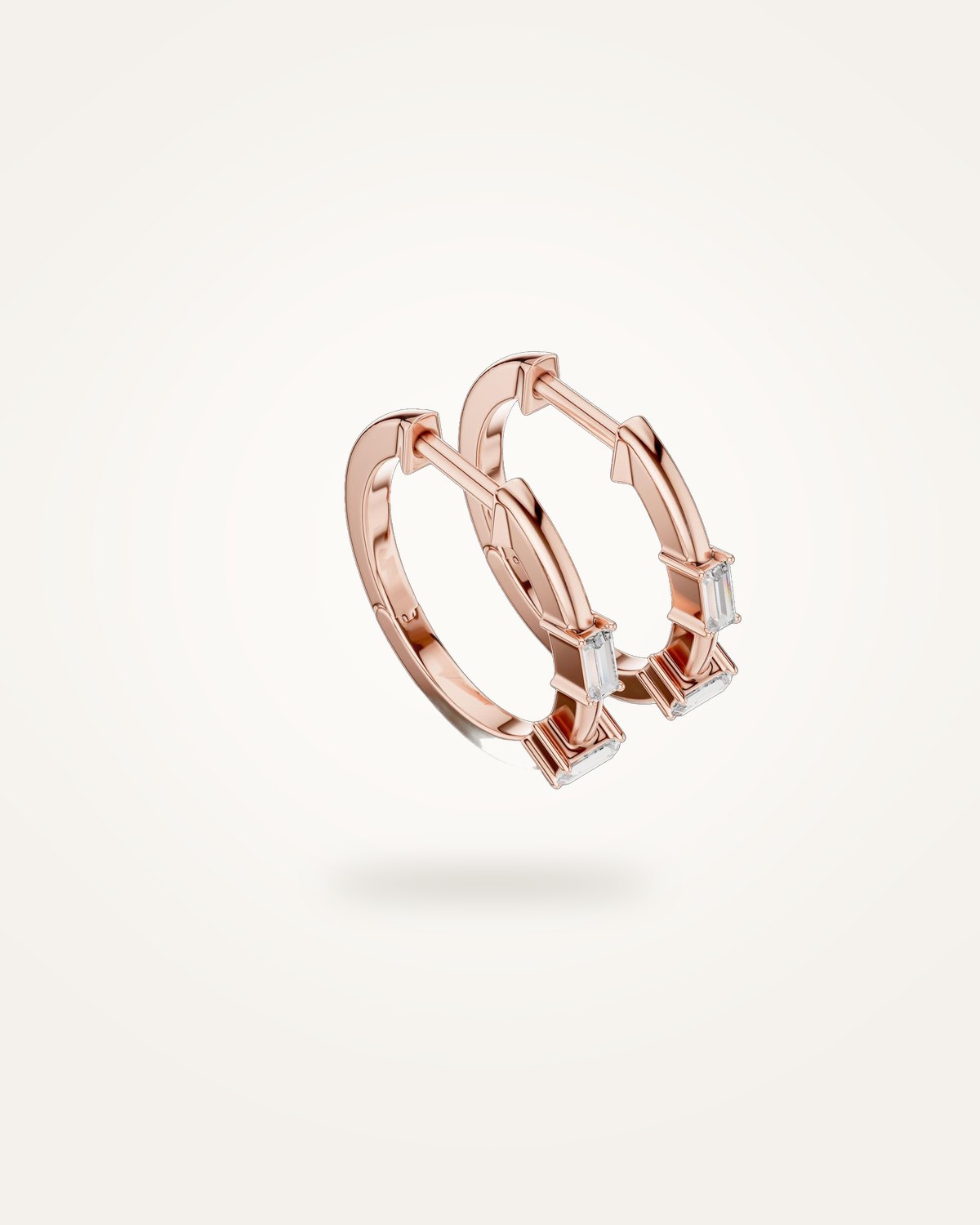 Baguette diamond huggie earrings
