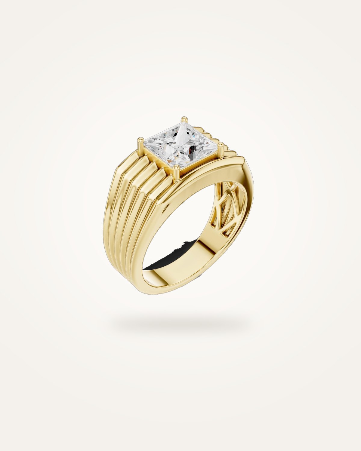 Men's geometric princess-cut diamond ring