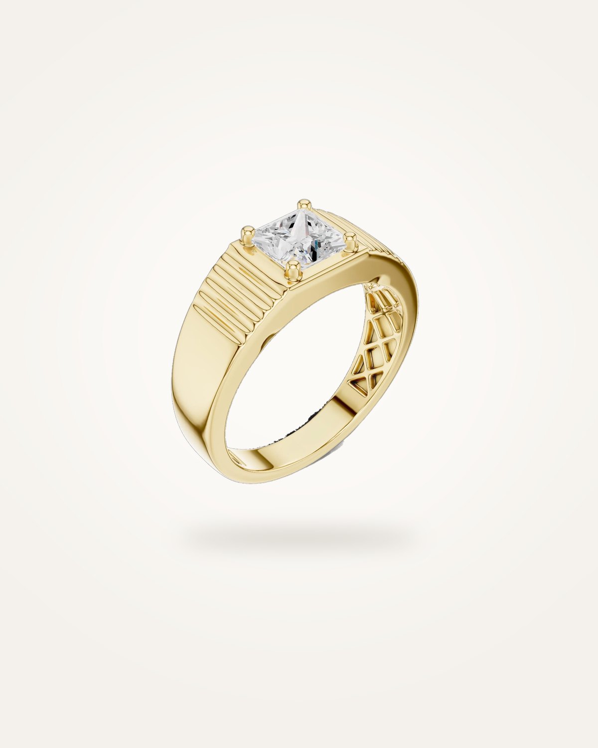 Men's architectural princess-cut diamond ring