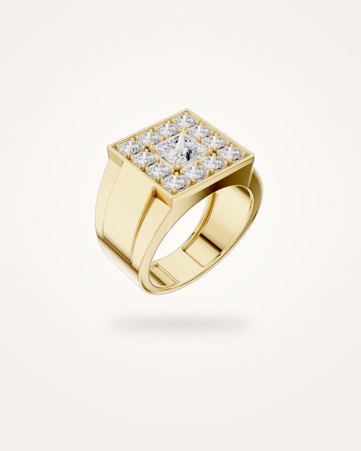 Men's stepped princess-cut diamond ring