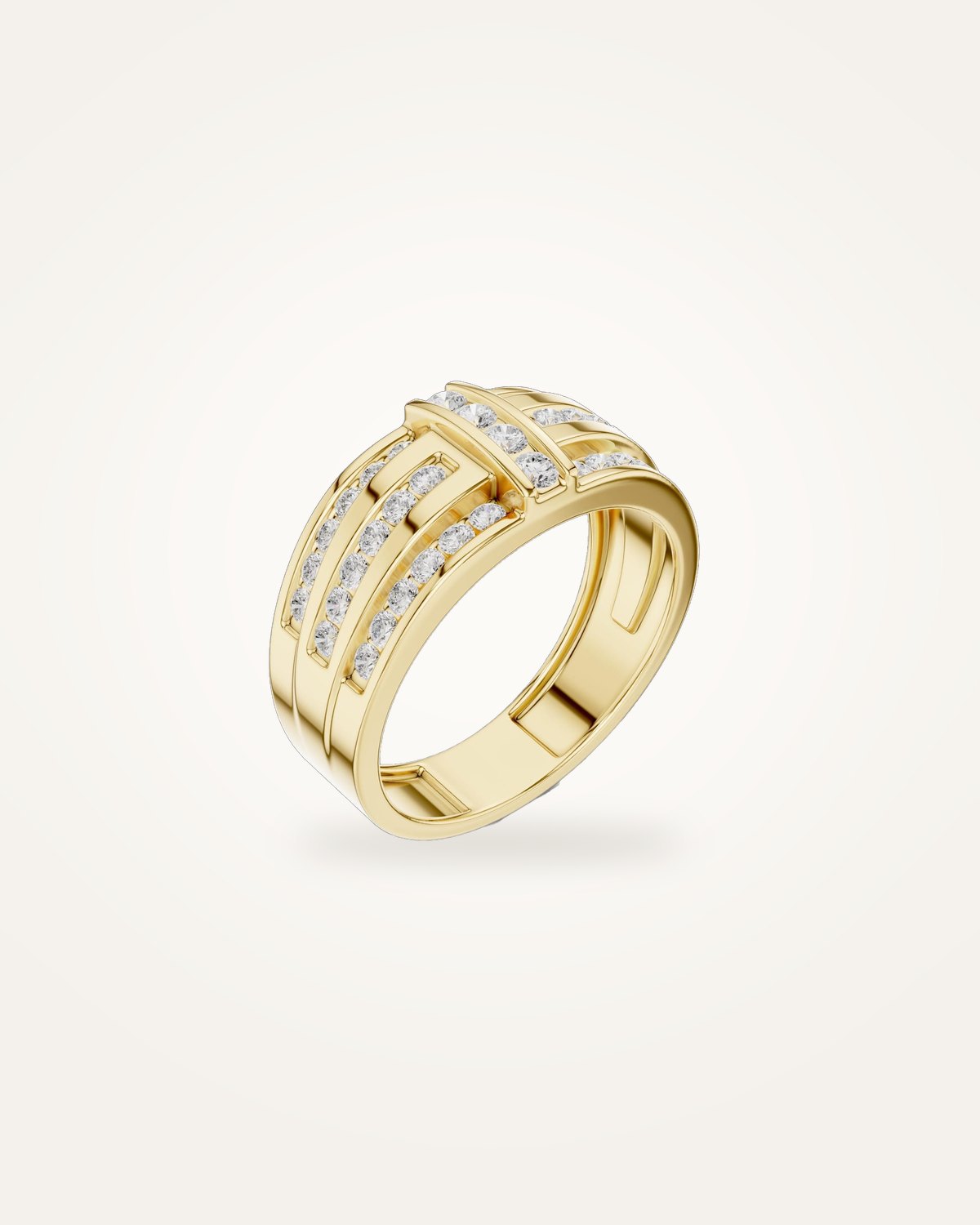 Men's geometric round diamond ring, 0.75 ct