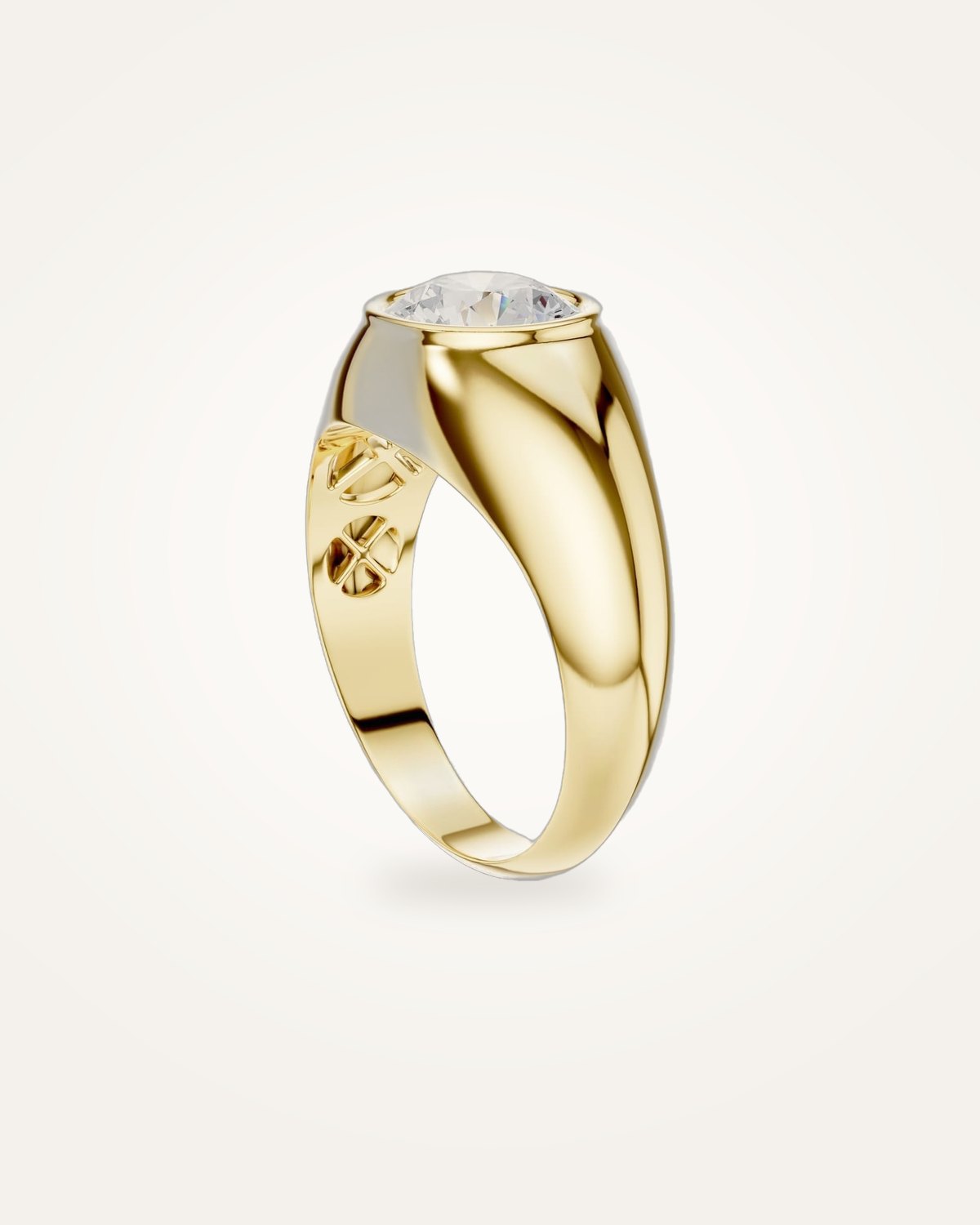 Men's domed bezel solitaire ring, 1.92 ct