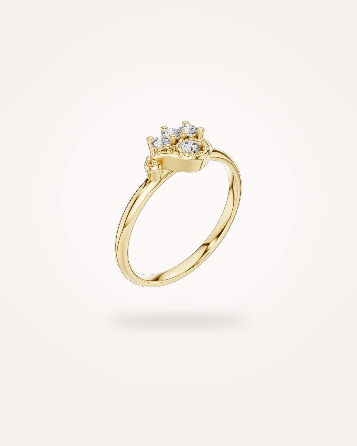 Beaded swirl diamond cluster ring