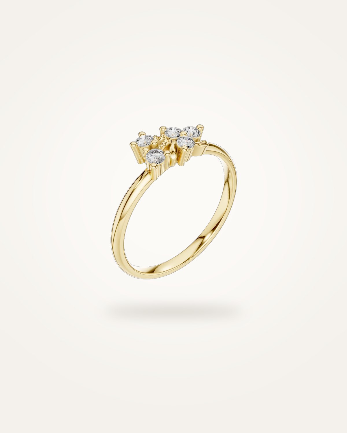 Dainty five-stone diamond cluster ring