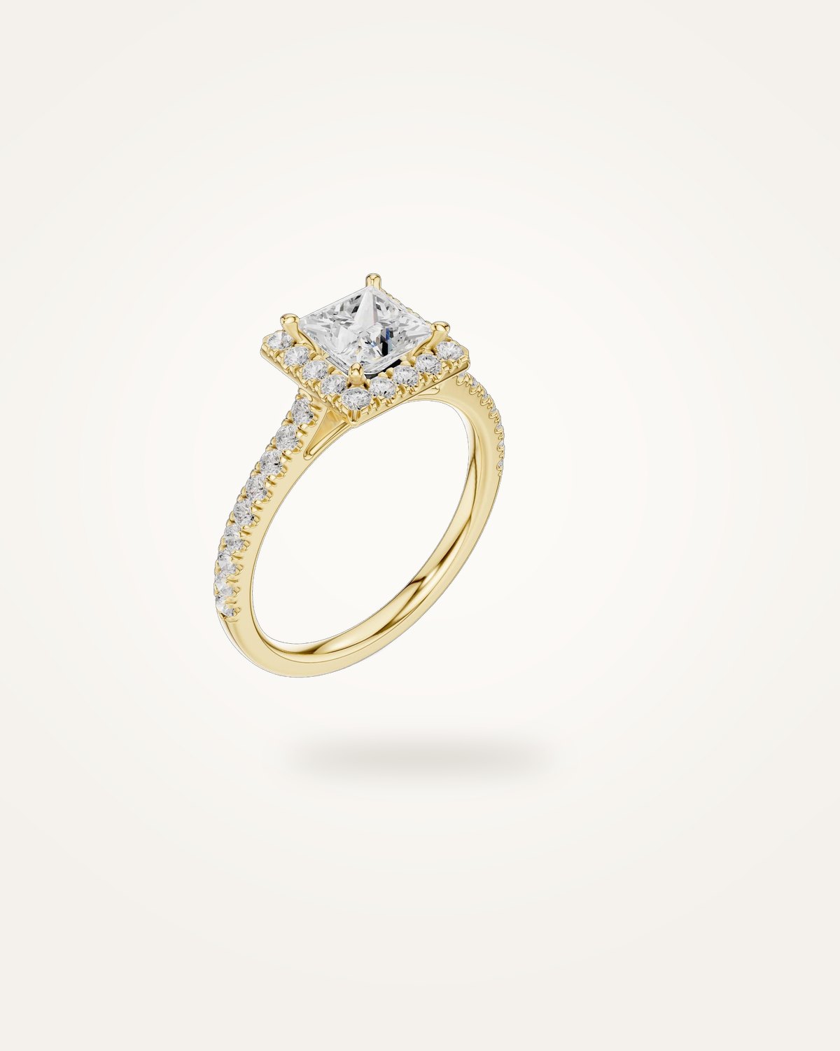 Princess-cut halo engagement ring