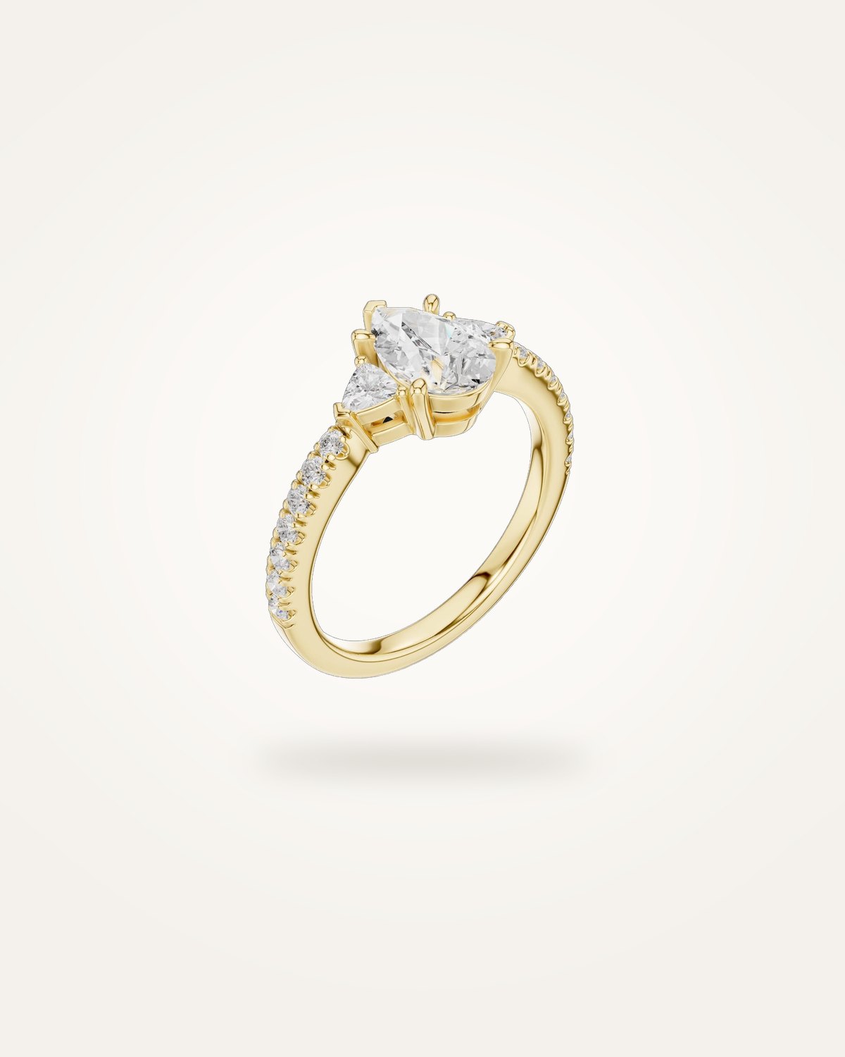 Pear-cut three-stone engagement ring